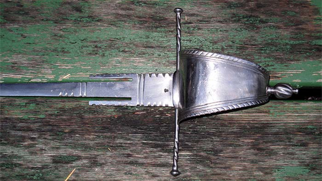 3.) Sword Breakers: The little "teeth" built into this kind of sword were used by skilled fighters. They would catch their opponents' blades in these slots and hopefully break them by twisting their own sword.