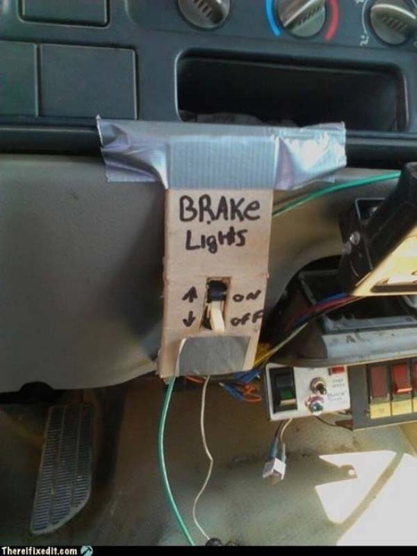 14.) If you wired your brakes to this, why not just fix the brakes?