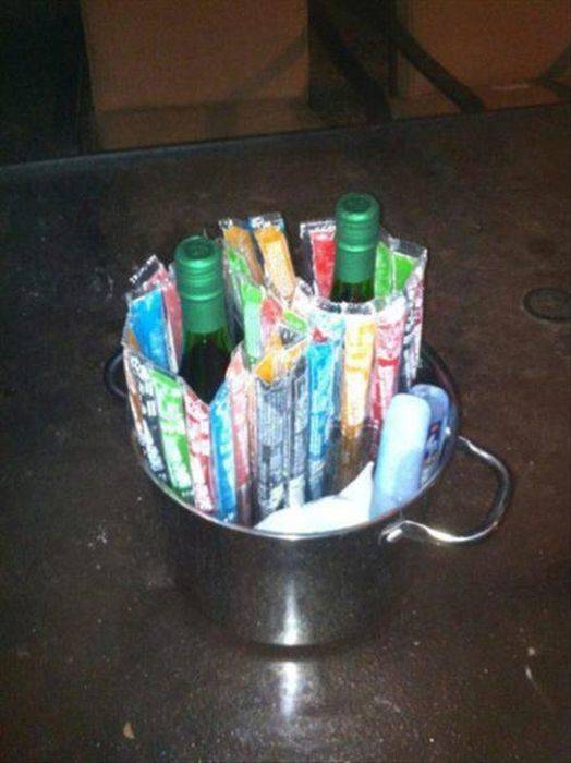 Don't have ice to cool down your wine? Well if you have some freeze pops, you could always use those, I guess. If you really want to...