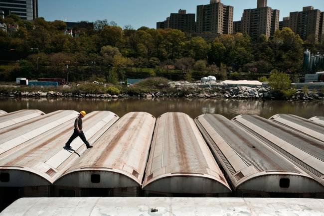 Once the cars are stripped of asbestos and anything else that would harm the ocean's ecosystem, they're put on a ship headed for the Atlantic Ocean.