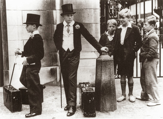 18.) Children showing the blatant class divide of pre-war Britain in 1937.