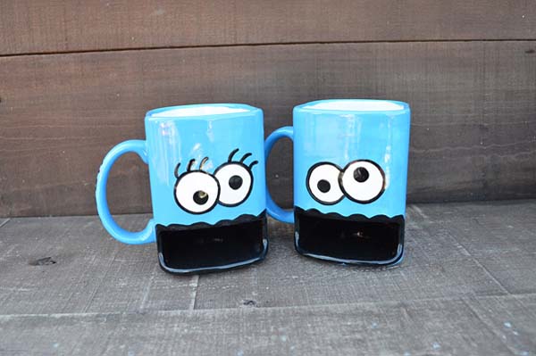 3.) Cookie monster mugs (with cookie holder)