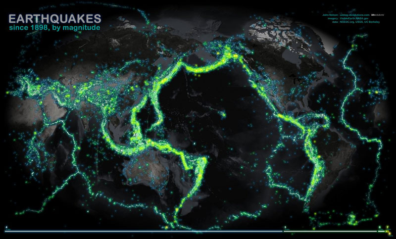 18.) World Map of Earthquakes Since 1898