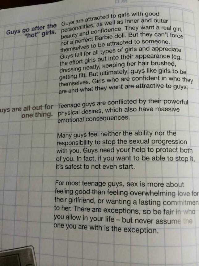 "Guys need your [girls'] help to protect both of you." This is called rape culture. This is not okay.