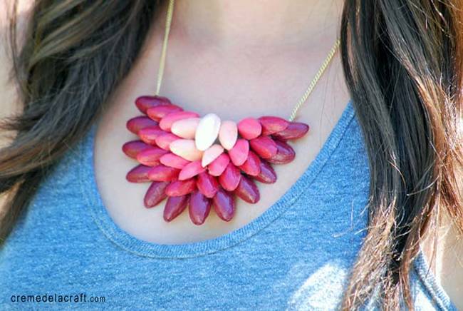 It's hard to believe this beautiful ombre necklace is made of pistachio shells!