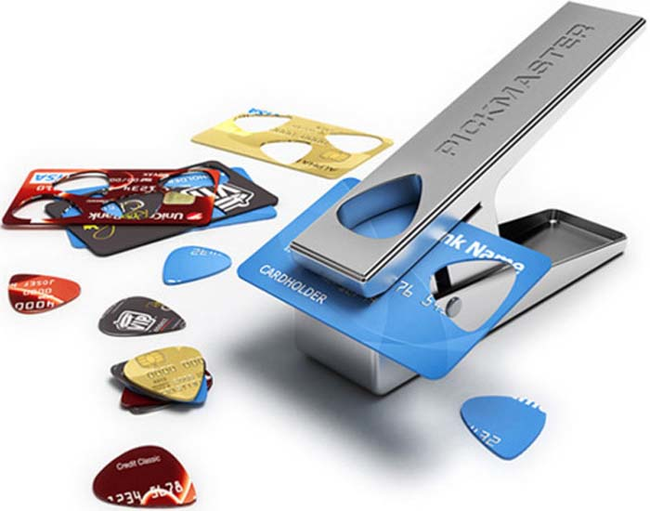 17.) Make guitar picks from your old credit cards.