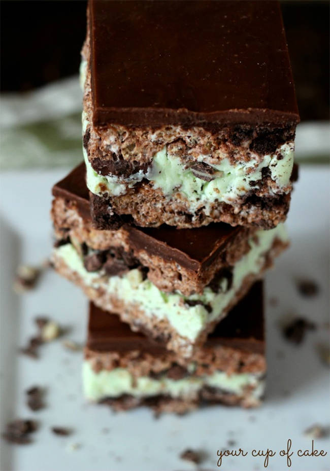 Mint Chocolate Rice Crispy Treats