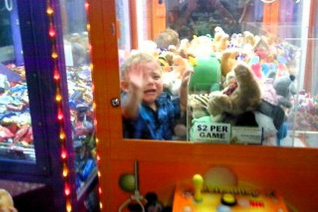 3. In a claw machine.