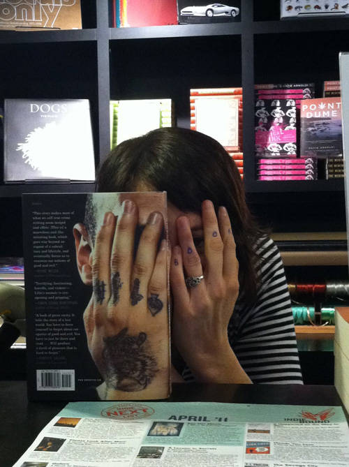 If you look carefully, our reader here has added a B-O-O-K in pen to her fingers for authenticity's sake.