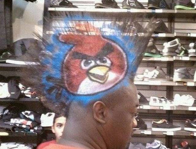 19.) "Angry Bird" would also be a good way to describe his girlfriend after getting this haircut.