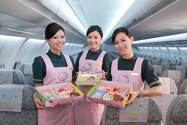 Once you step aboard the plane, it's non-stop Hello Kitty.