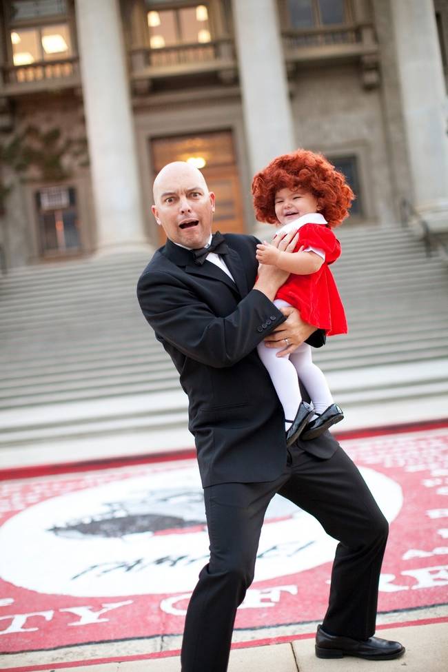 Lil' Orphan Annie, with her dad as Daddy Warbucks.