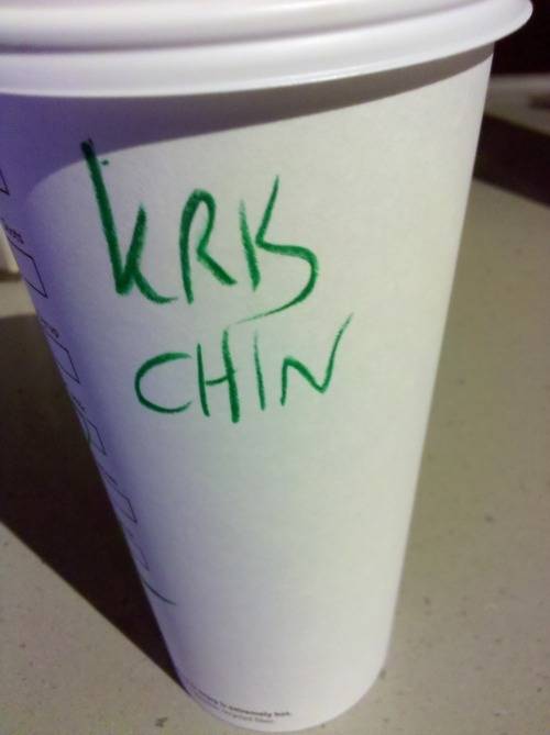 4.) Christian - Hey maybe the barista thought the guys full name was "Kris Chin." You never know.