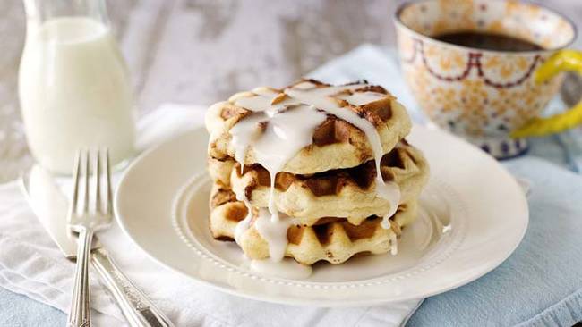 Pillsbury cinnamon rolls can be put into a waffle maker instead of batter for fluffy cinnamon waffles. <a href="https://www.pillsbury.com/everyday-eats/breakfast-brunch/cinnamon-roll-waffles-how-to">Pillsbury's website</a> has the full tutorial.