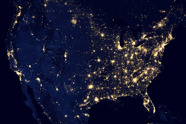 11.) The U.S. at night.