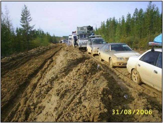 Even before rainfall, the frozen ground thaws each summer into incredibly tricky terrain.