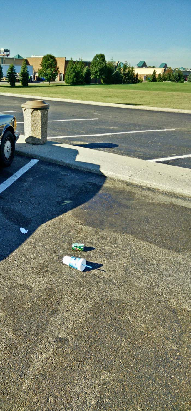 Why?! The garbage is three feet away.