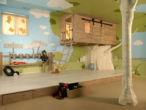 An indoor tree house playroom