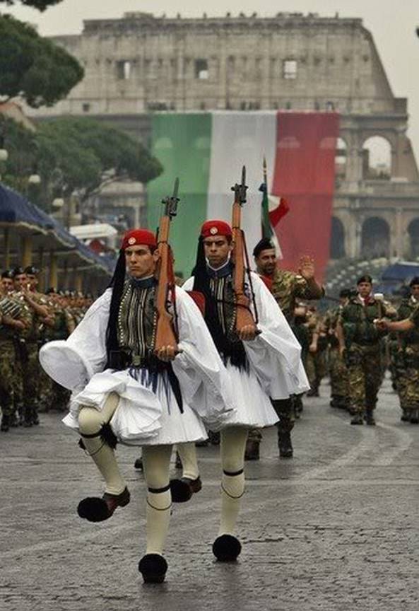 Greek soldiers at a Roman military parade