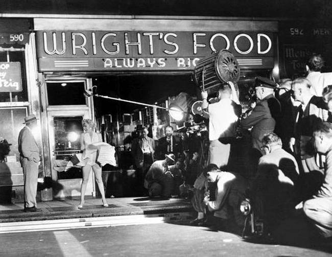 9.) A behind the scenes look at the iconic image of Marilyn Monroe standing over a subway grate.