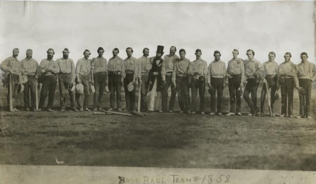 1.) The Knickerbocker Baseball Club in 1858.