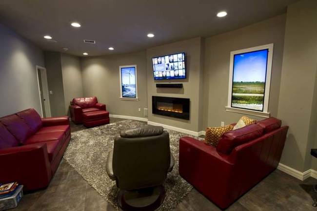 This is the interior of one of the full floor units. It looks pretty swanky. The units even include fake windows. You can display anything you want on those screens.