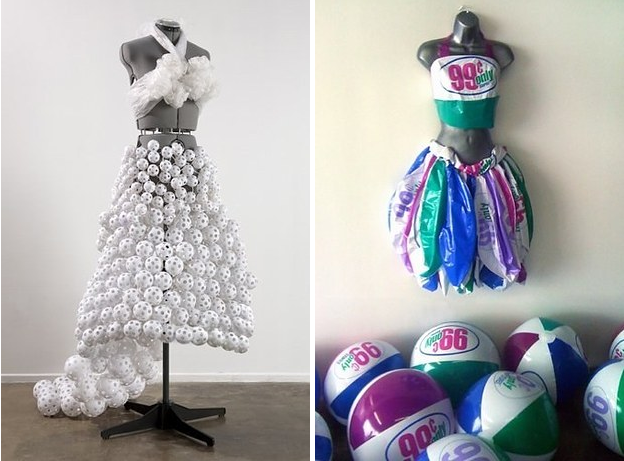 “It took six weeks to gather and clean the sap off the cones, then meticulously attach them to a wire form I constructed in the shape of a dress.”