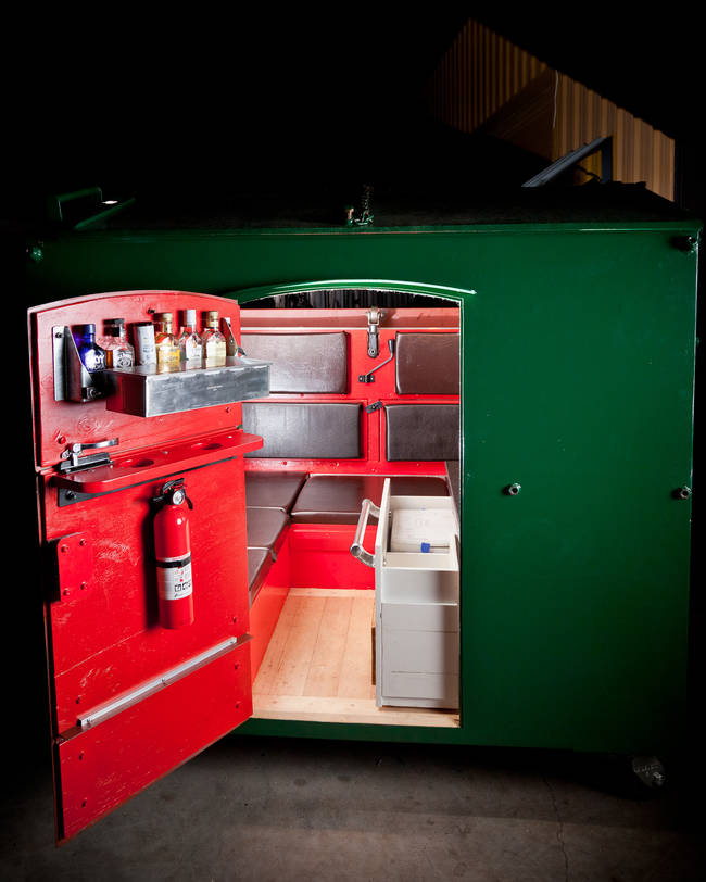 Kloehn turned this  dumpster into a functioning living space.