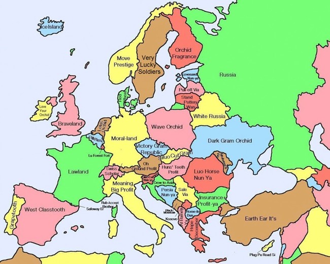 25. Literal Chinese translations of European country names.