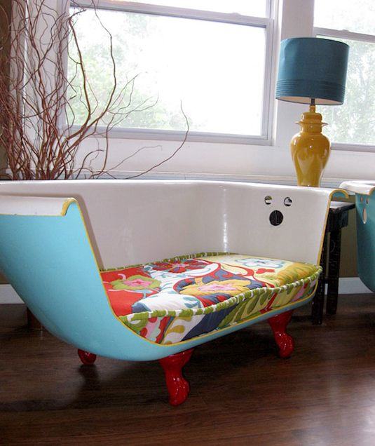 Turn your an antique bathtub into a couch.