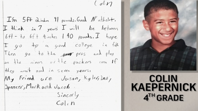 7.) Although he's not a science fiction writer or inventor, let's give Colin Kaepernick credit for predicting that at nine years old he would play professional football. Dude, he even got the team right!