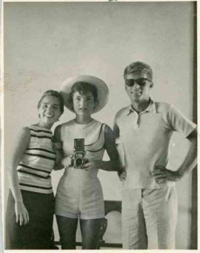 Ethel, Jackie, and John F Kennedy