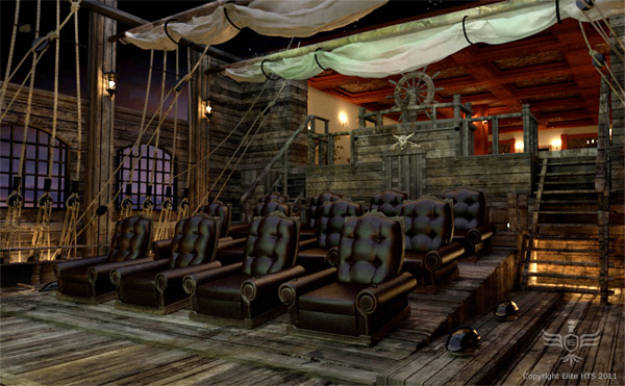 This would be an awesome design for a home theater. Just remember it's illegal to "pirate" movies.