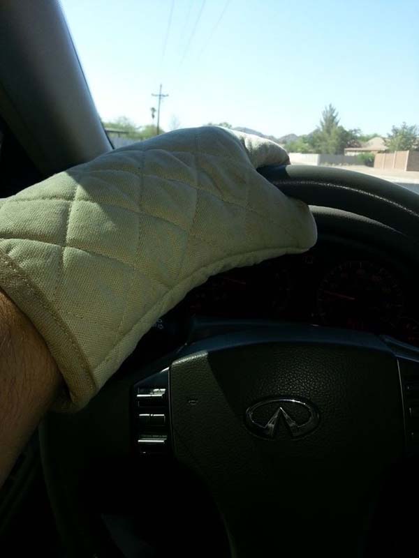 12.) When the steering wheel is too hot, the struggle is real.