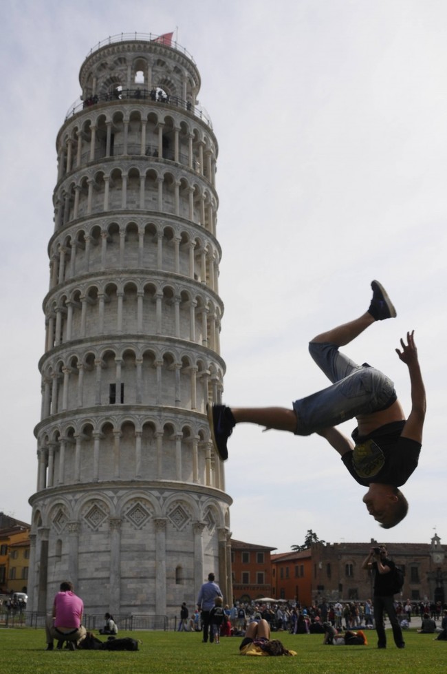 22.) I wonder if he stuck the landing. - Pisa, Italy