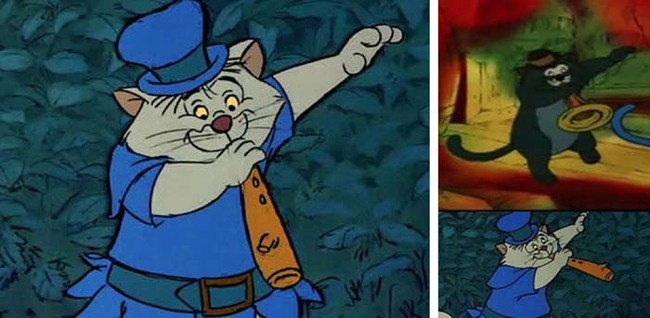 18.) Scat Cat from The Aristocats also shows up in the animated Robin Hood.