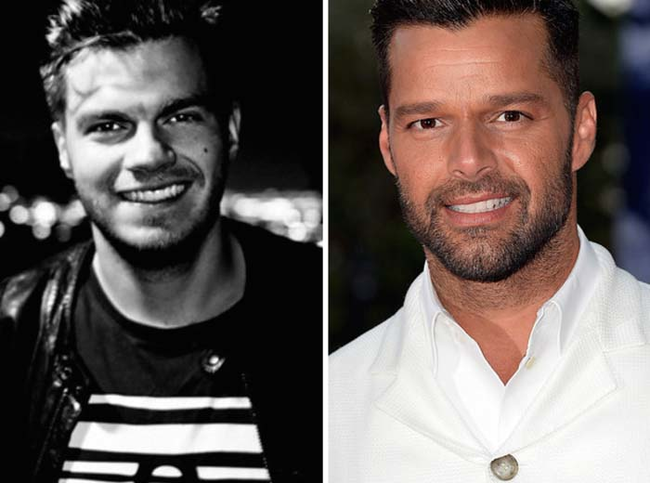 5.) Looks just like: Ricky Martin (runner up: Timothy Olyphant).