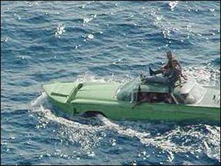 In 2004, the same group of exiles made another boat out of a fully-functional 1959 Chevy.