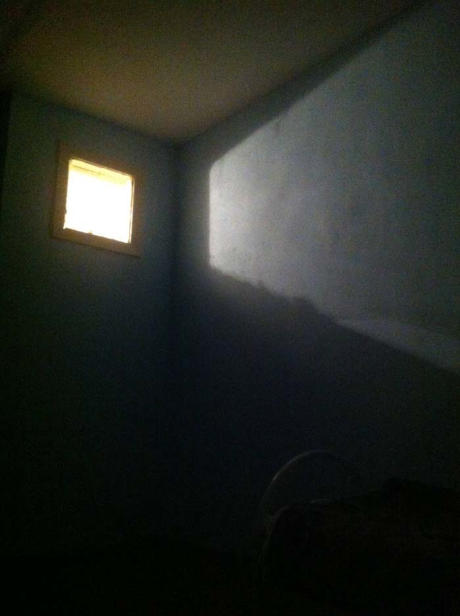 This is a picture of the bathroom during the day. It's still nearly pitch black. This is why, said twoeazy, that they never turned off the light in there.