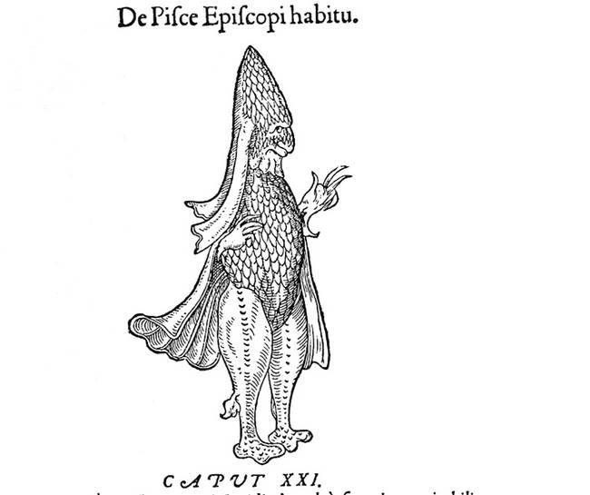 1554: The Sea Bishop is an odd concept, as it suggests there is a kingdom of devout mermaid Catholics underwater. This period was plagued with much religious strife, so it made sense that its monsters started taking the form of clergymen.