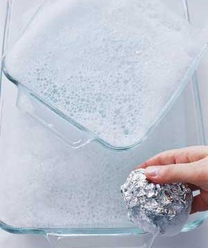 8.) Use foil to clean glass cookware