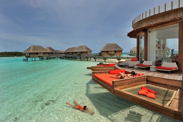 22. Napping off the coast of Maldives. Whoa.