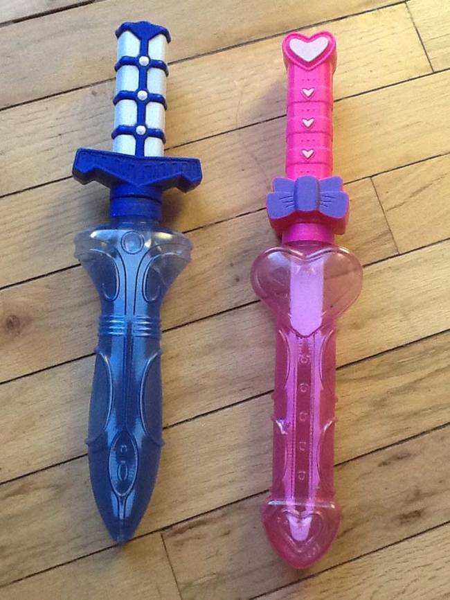 The blue one is fine, but the pink one sort of looks like something else.