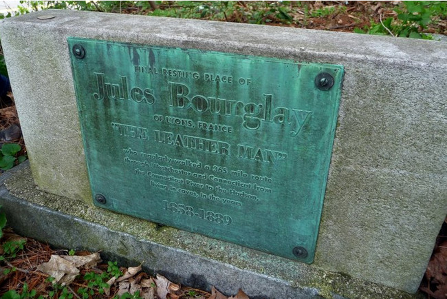 The old grave marker, which names him "Jules Bourglay." It also gives the dates 1858-1889. These are the dates that he spent wandering. No one ever knew when he was born.