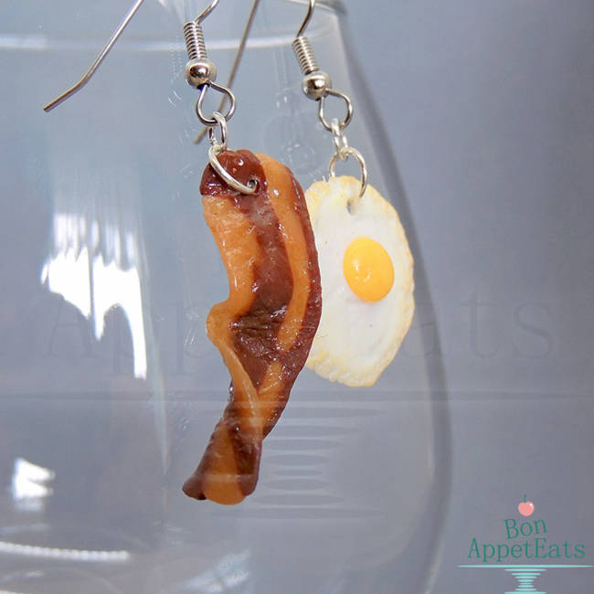 Egg and bacon earrings