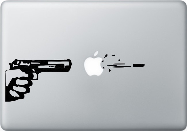 That gunman hates apples.