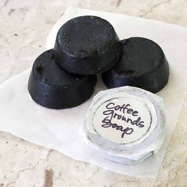 Make a bold smelling soap with coffee grounds.