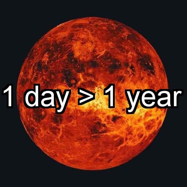 8.) 1 day on Venus is longer than 1 year.