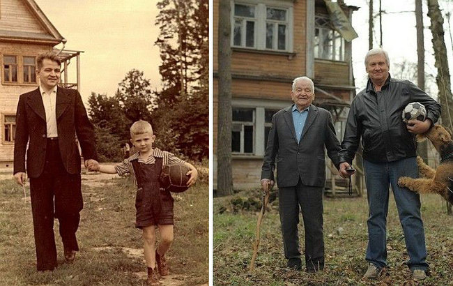 17.) Father and son 60 years apart.