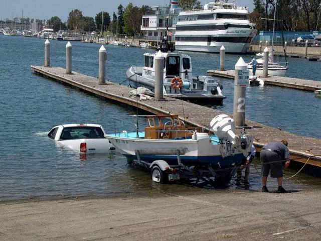 "Now why would I back into the water? My boat would be backwards and I'd look like a flippin' idiot!"